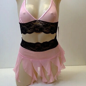 Zuliana Size Small Pink Mesh Lace Trim 3Piece Skirt Set. New With Tags.